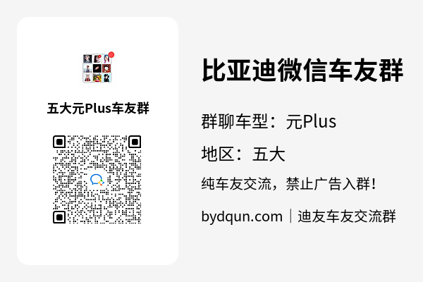 比亚迪元Plus五大车友群加群二维码